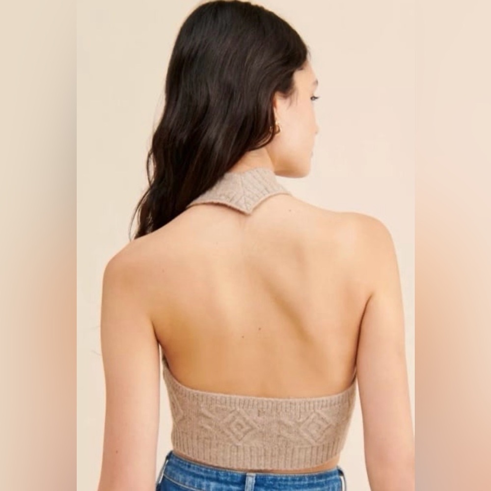 Motel Rocks Asira Halter Top Size Small Neutral Color - Picture 2 of 6